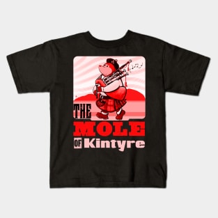 Scots Bagpipe Playing Mole Of Kintyre Pipe Band Kids T-Shirt